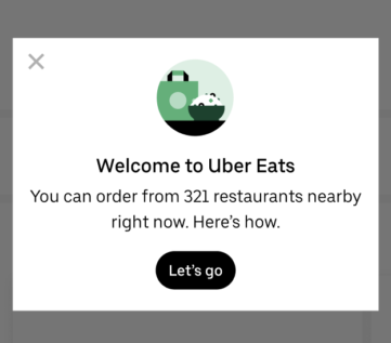 The first step of an onboarding flow, telling people how many restaurants they have available