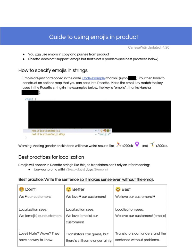 Uber Eats Emojis Style Guide Carissa Wodehouse